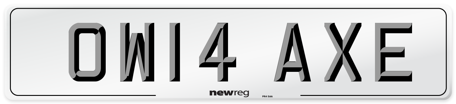 OW14 AXE Number Plate from New Reg